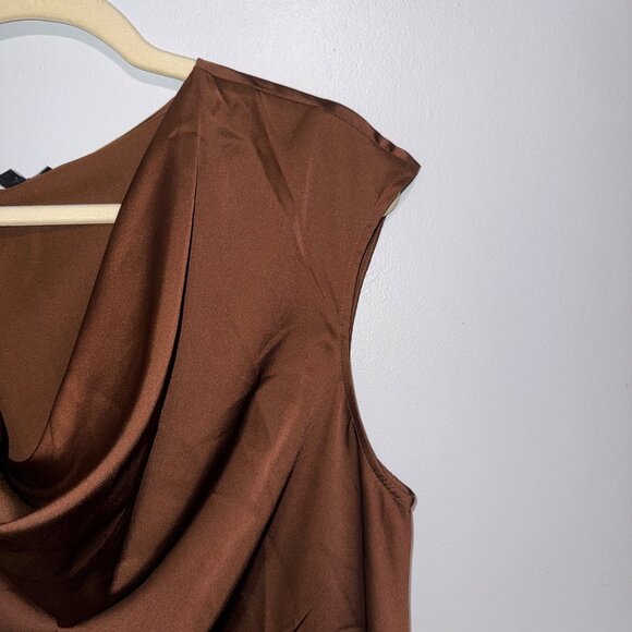 Talbots Womens Brown Cowl Neck Sleeveless Blouse Size L - Picture 2 of 5